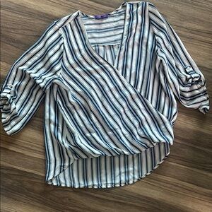 Striped Women's Top - navy and White
